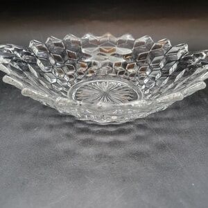 Vintage from the 1950s glass Fostoria American Handled Bowl